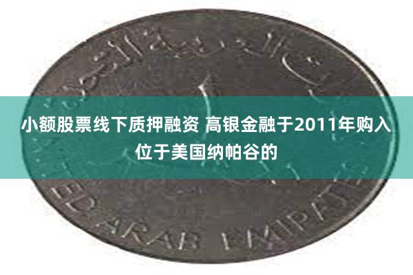 小额股票线下质押融资 高银金融于2011年购入位于美国纳帕谷的